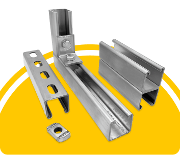 Unistrut promotional image featuring various unistrut products