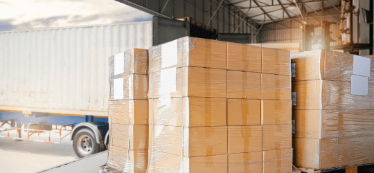 Carefully packaged product awaiting freight shipping