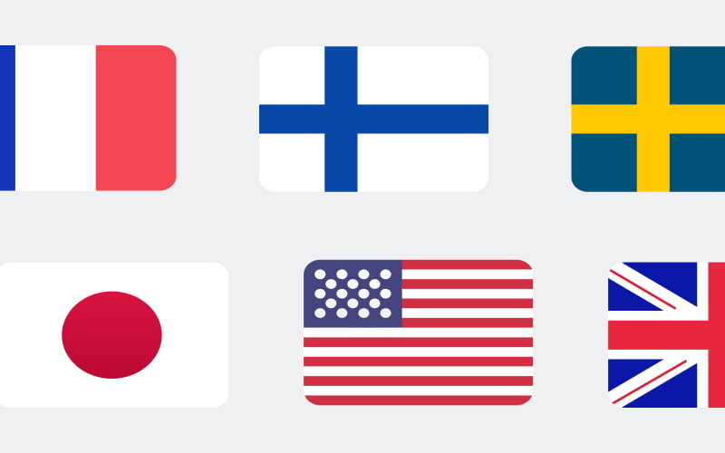 Flags of countries that are DFAR compliant