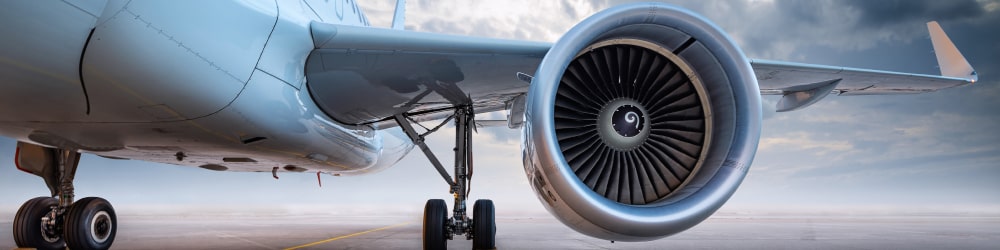 Airplane made of aerospace grade metal on the runway