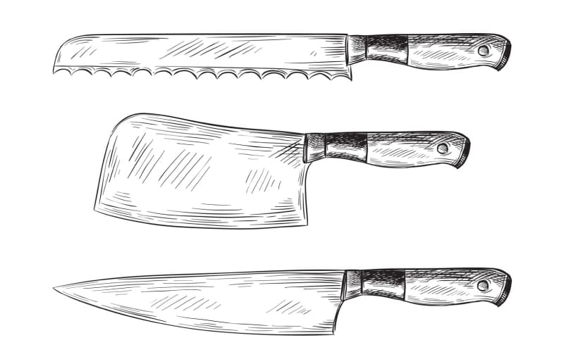 Illustration of a variety of knives