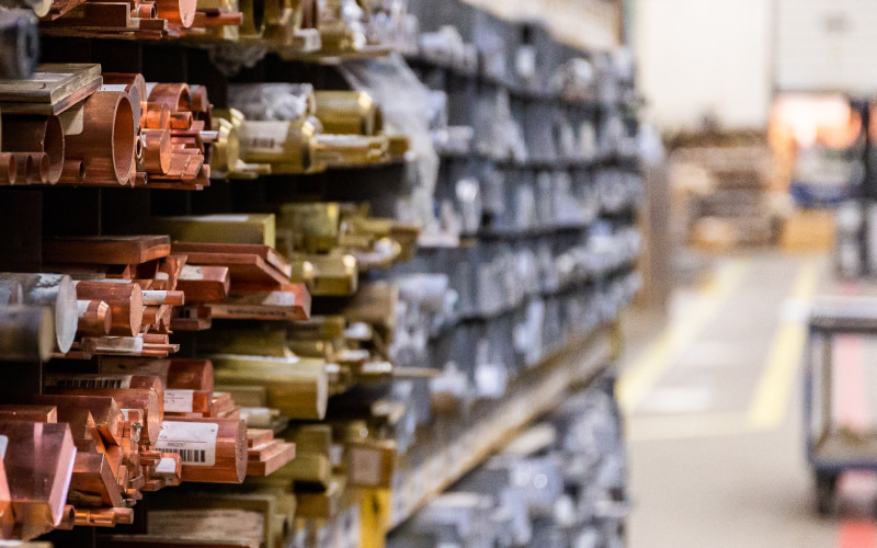Various metal products from an Online Metals Warehouse