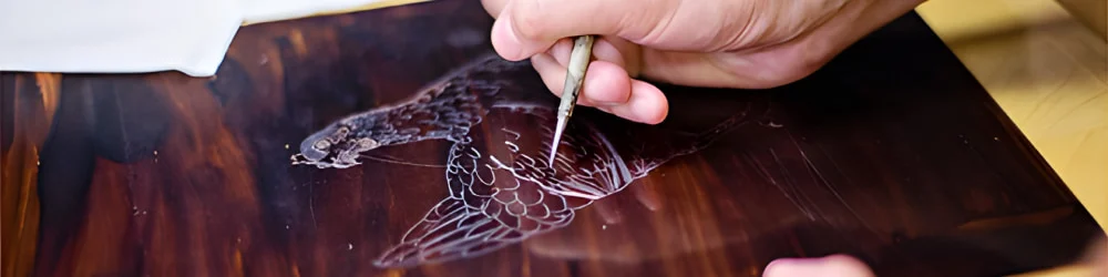 Illustration being etched into the plate