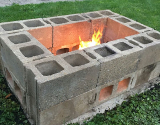 Photo of our first example of a cinderblock grill