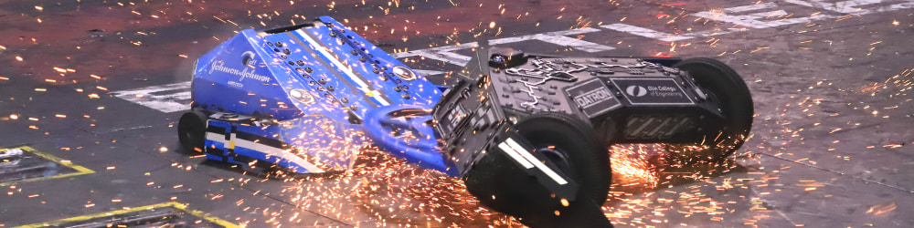Battle bots fighting in the arena