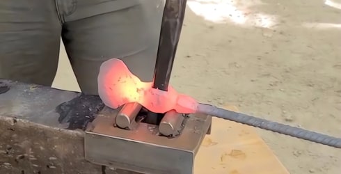 Measuring a piece of weathered steel