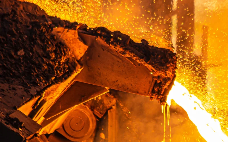 Molten steel in a forge