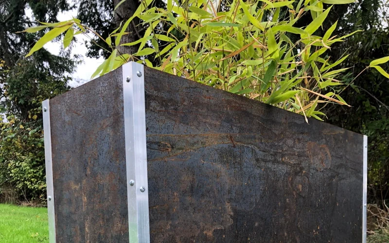 DIY weathered steel planter hero image