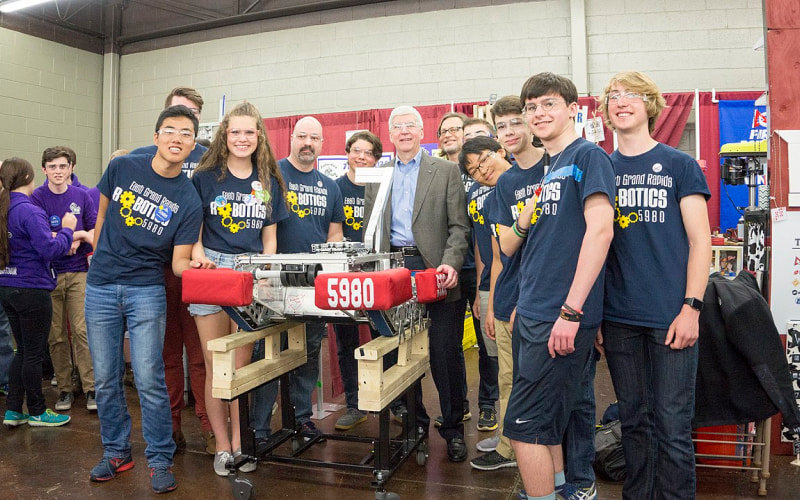 A group shot of the first robotics team