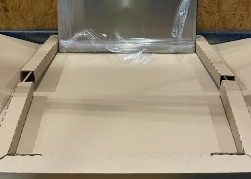 A piece of sheet product on OLM's new air cell padding