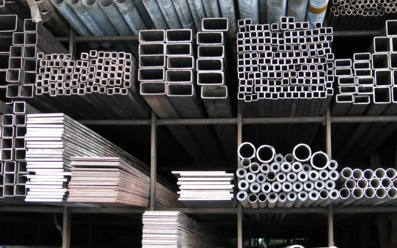 Steel products stacked in our warehouse