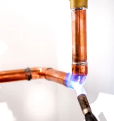 Welding a copper pipe