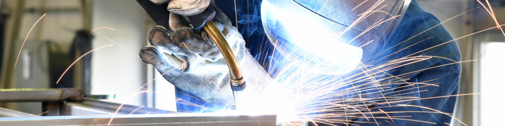 Professional welder, welding steel